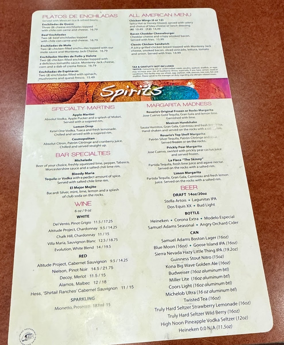 Rosario's Mexican Cafe y Cantina Menu - Image 2