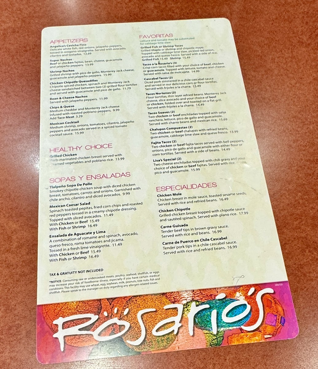 Rosario's Mexican Cafe y Cantina Menu - Image 3