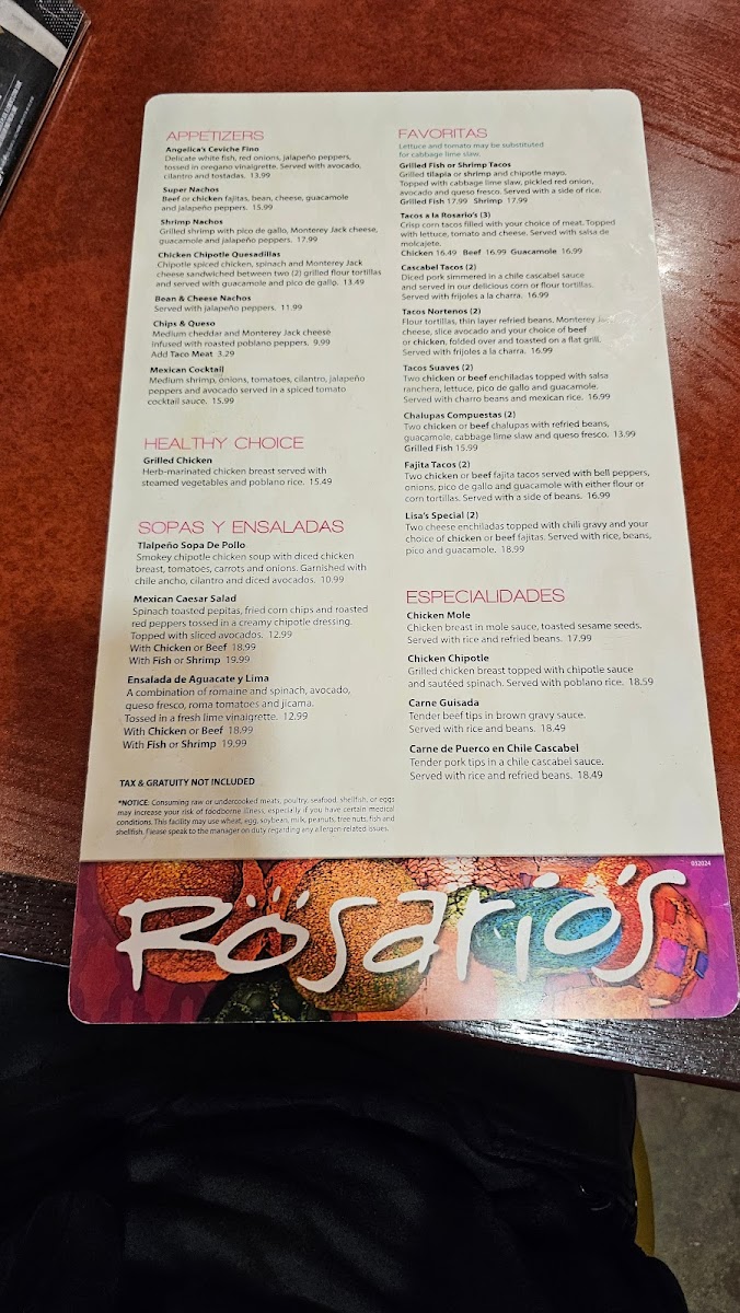 Rosario's Mexican Cafe y Cantina Menu - Image 4